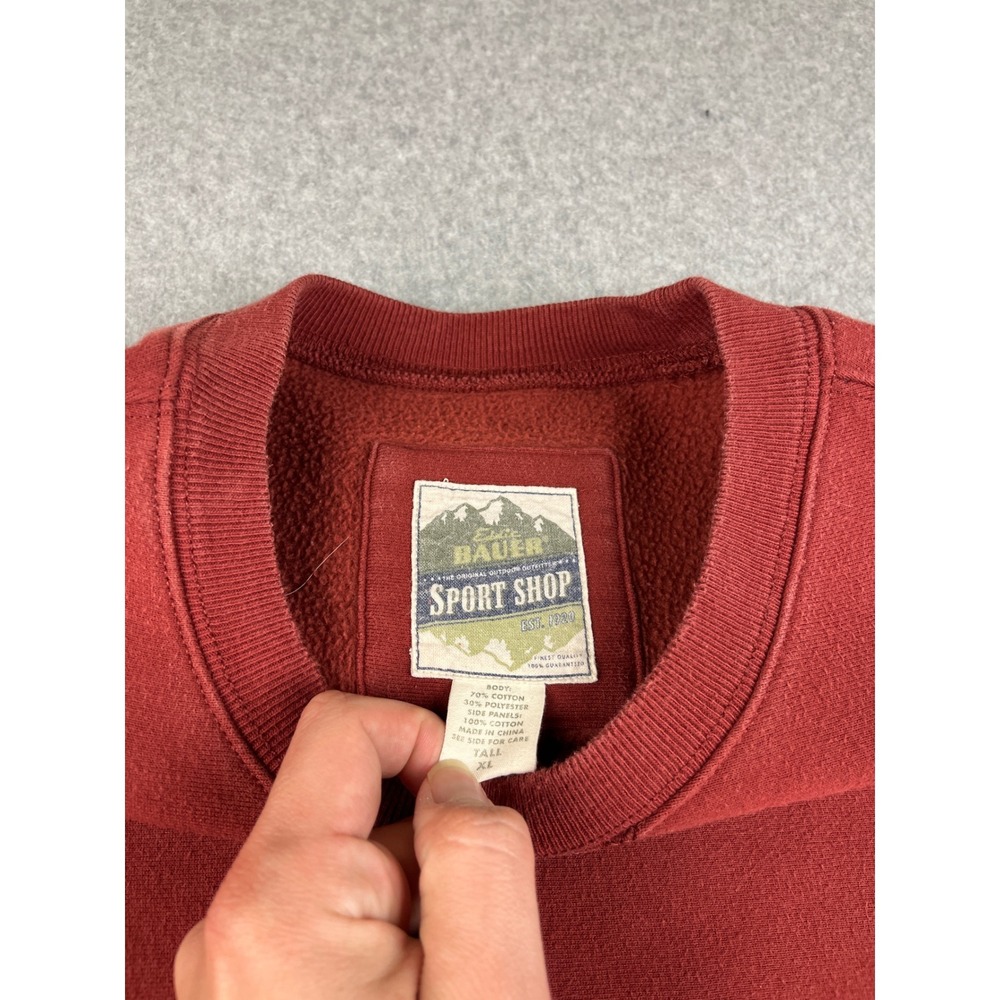 Eddie Bauer Sweatshirt Mens XL Tall Red Crewneck Graphic Sport Shop Seattle USA - Picture 3 of 8